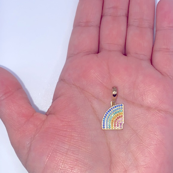 COPY - Michael Kors Gold-Tone Sterling Silver Multicolor Pavé Rainbow Charm - Picture 4 of 6